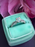 1.57 carat (1.21 carat center) Old European Cut diamond J VS2 Platinum Tacori Ribbon setting ring. Offering flexible layaway.
