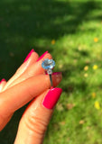 Blue Nile Aquamarine and Diamond ring. 18K white gold. Offering layaway.