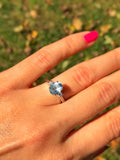 Blue Nile Aquamarine and Diamond ring. 18K white gold. Offering layaway.