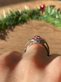 SOLD. Reserved. Do not buy. Diamond and ruby platinum ring. Offering Layaway.