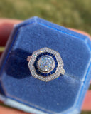 RESERVED. Sapphire and Diamond target ring. 0.91 carat center.