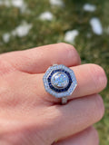 RESERVED. Sapphire and Diamond target ring. 0.91 carat center.