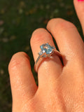 Blue Nile Aquamarine and Diamond ring. 18K white gold. Offering layaway.