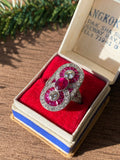 SOLD. Reserved. Do not buy. Diamond and ruby platinum ring. Offering Layaway.