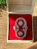 SOLD. Reserved. Do not buy. Diamond and ruby platinum ring. Offering Layaway.