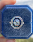 RESERVED. Sapphire and Diamond target ring. 0.91 carat center.